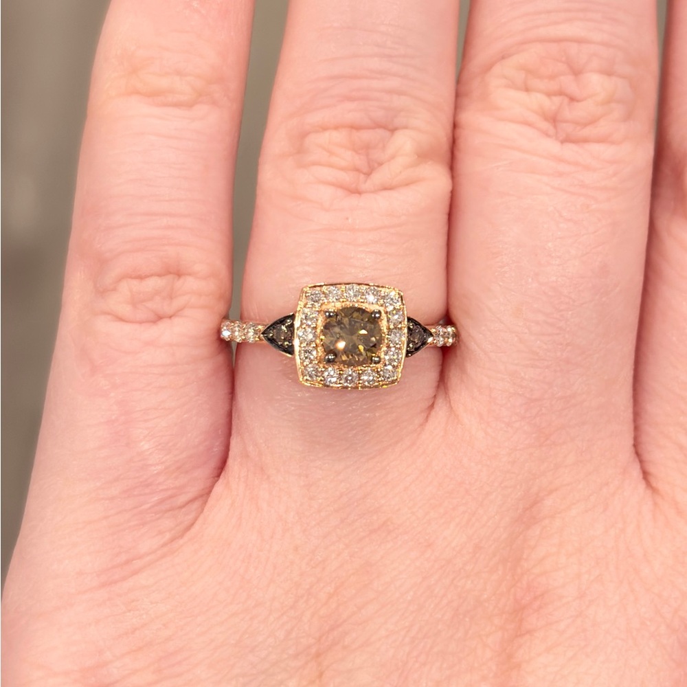 LeVian Chocolate Diamond Ring: 14K Rose Gold, SI2 Brown Diamond Solitaire - Picture 8 of 14